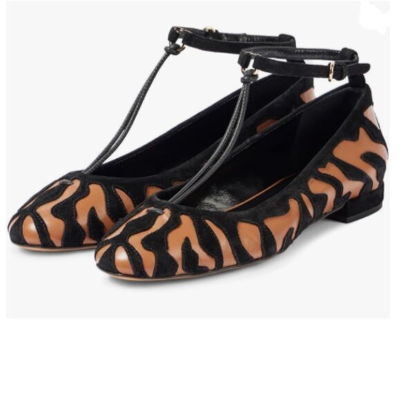 Zszszsu Leopard Chic Round Toe Strappy Chunky Low Heels Ankle T-Strap Shoes - Picture 1 of 8